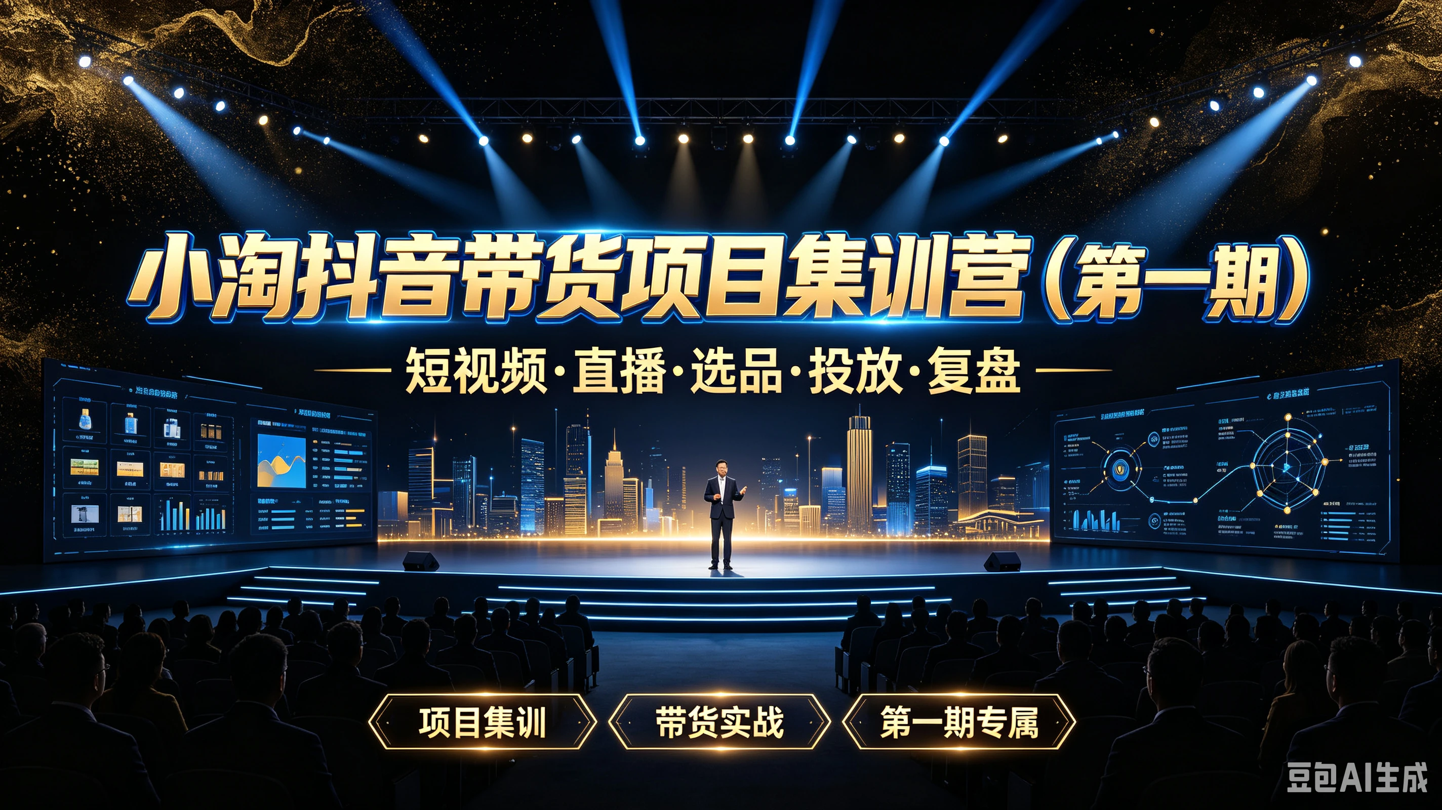 【精】小淘抖音带货项目集训营（第一期）短视频·直播·选品·投放·复盘，项目集训、带货实战、第一期专属-归山创客