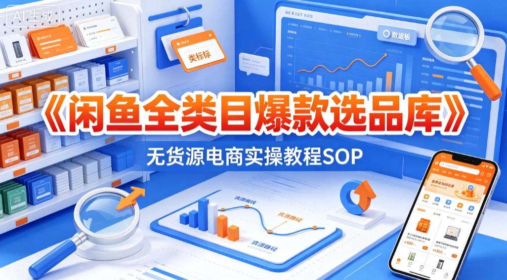 【精】闲鱼全类目爆款选品库，无货源电商实操教程SOP-归山创客