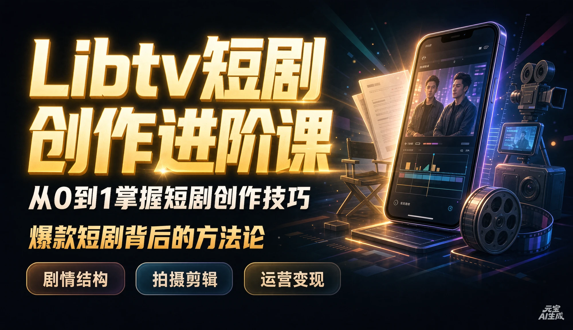 【精】Libtv短剧创作进阶课，搭建一套成熟标准化AI短剧制作工作流，带你从素材创作走向专业镜头叙事-归山创客