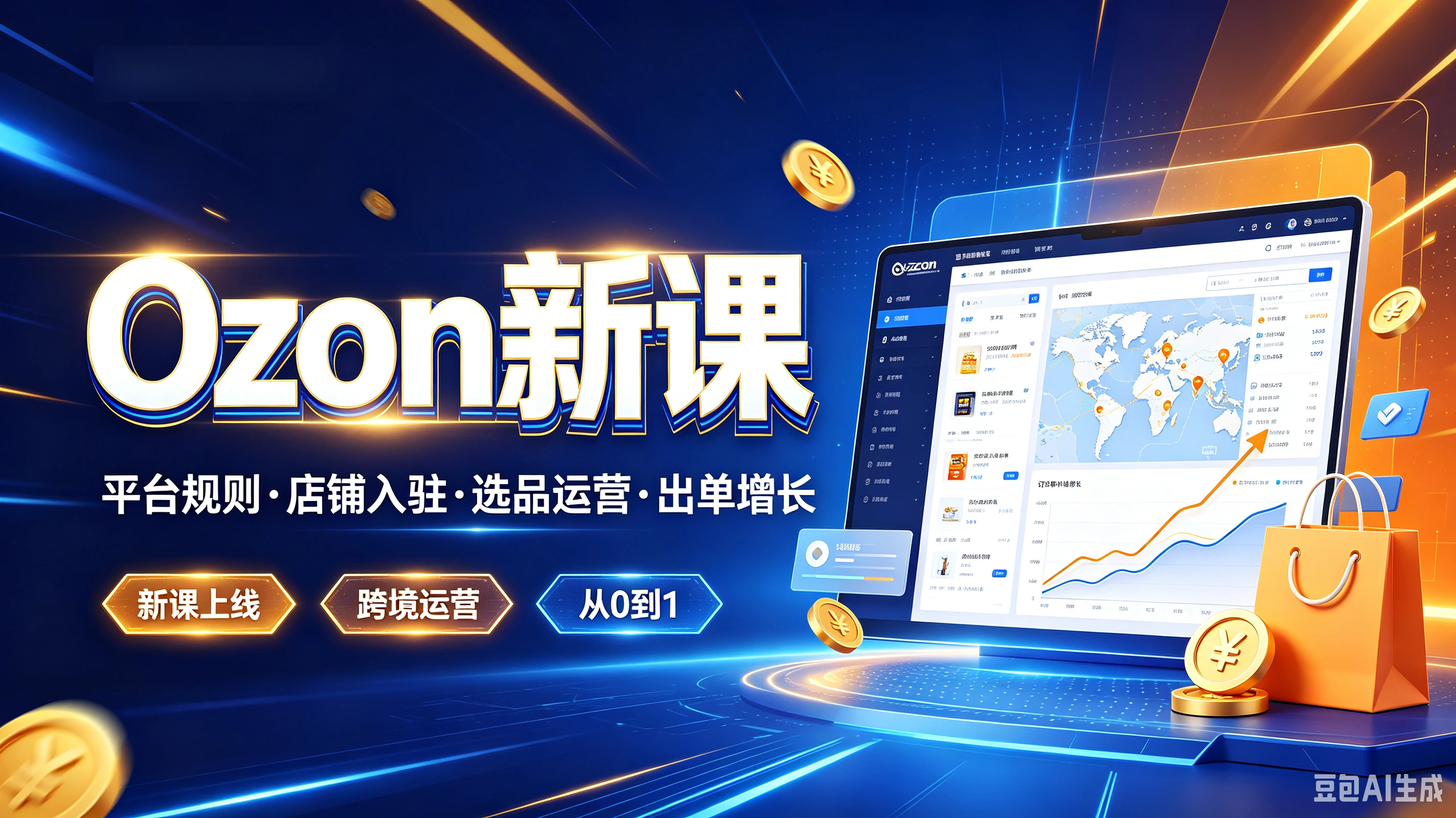 【精】Ozoni新课，平台规则·店铺入驻·选品运营·出单增长，新课上线、跨境运营、从0到1-归山创客