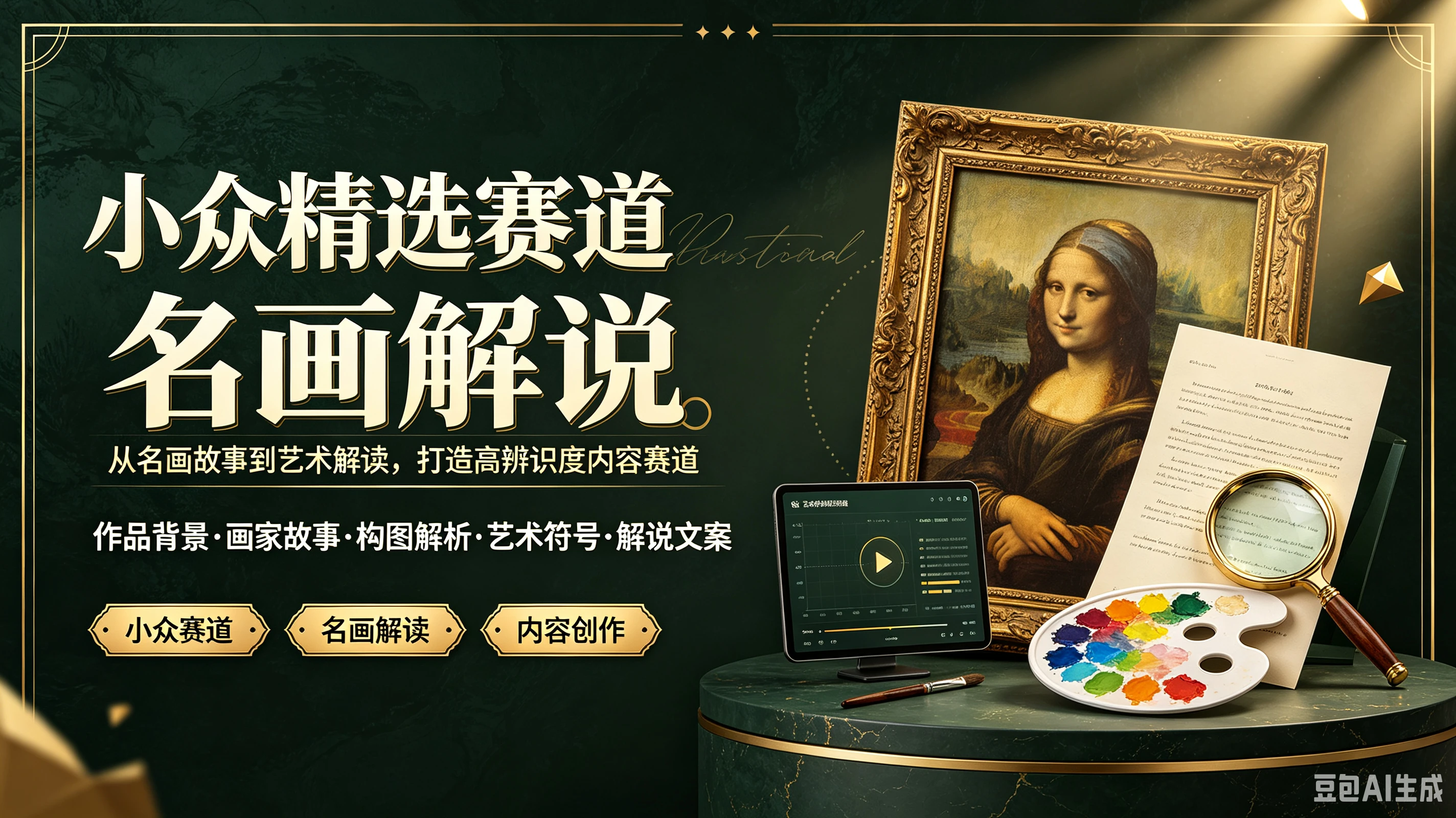 【精】小众精选赛道名画解说，从名画故事到艺术解读，打造高辨识度内容赛道，作品背景、画家故事、构图解析、艺术符号、解说文案-归山创客