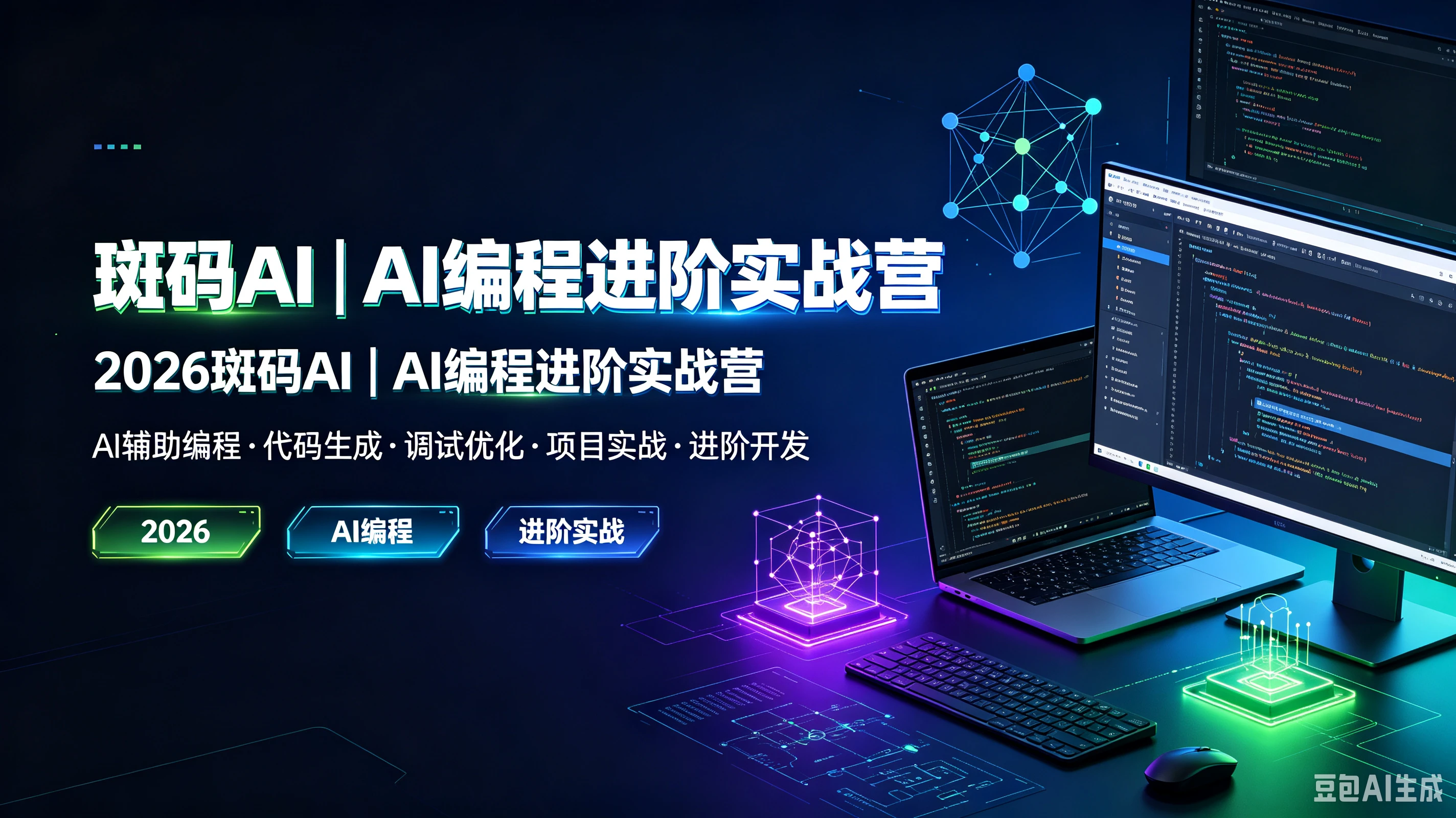 【精】斑码AI|AI编程进阶实战营，2026斑码AI|AI编程进阶实战营，AI辅助编程、代码生成、调试优化、项目实战、进阶开发-归山创客