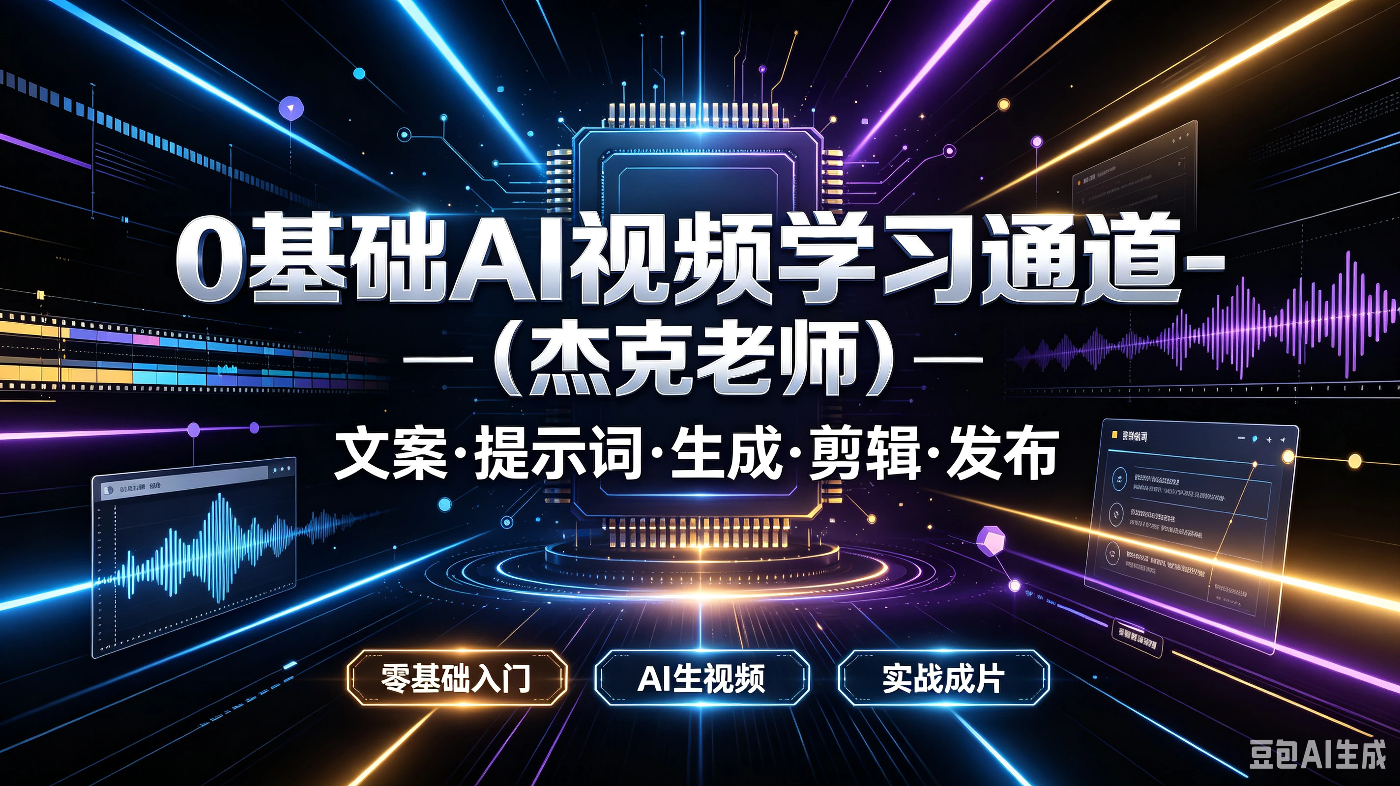 【精】O基础AI视频学习通道一（杰克老师）一文案·提示词·生成·剪辑·发布，零基础入门、AI生视频、实战成片-归山创客