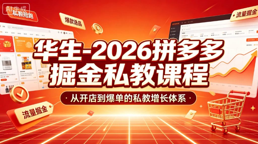 【精】华生-2026拼多多掘金私教课程，从开店到爆单的私教增长体系（更新26年7月）-归山创客