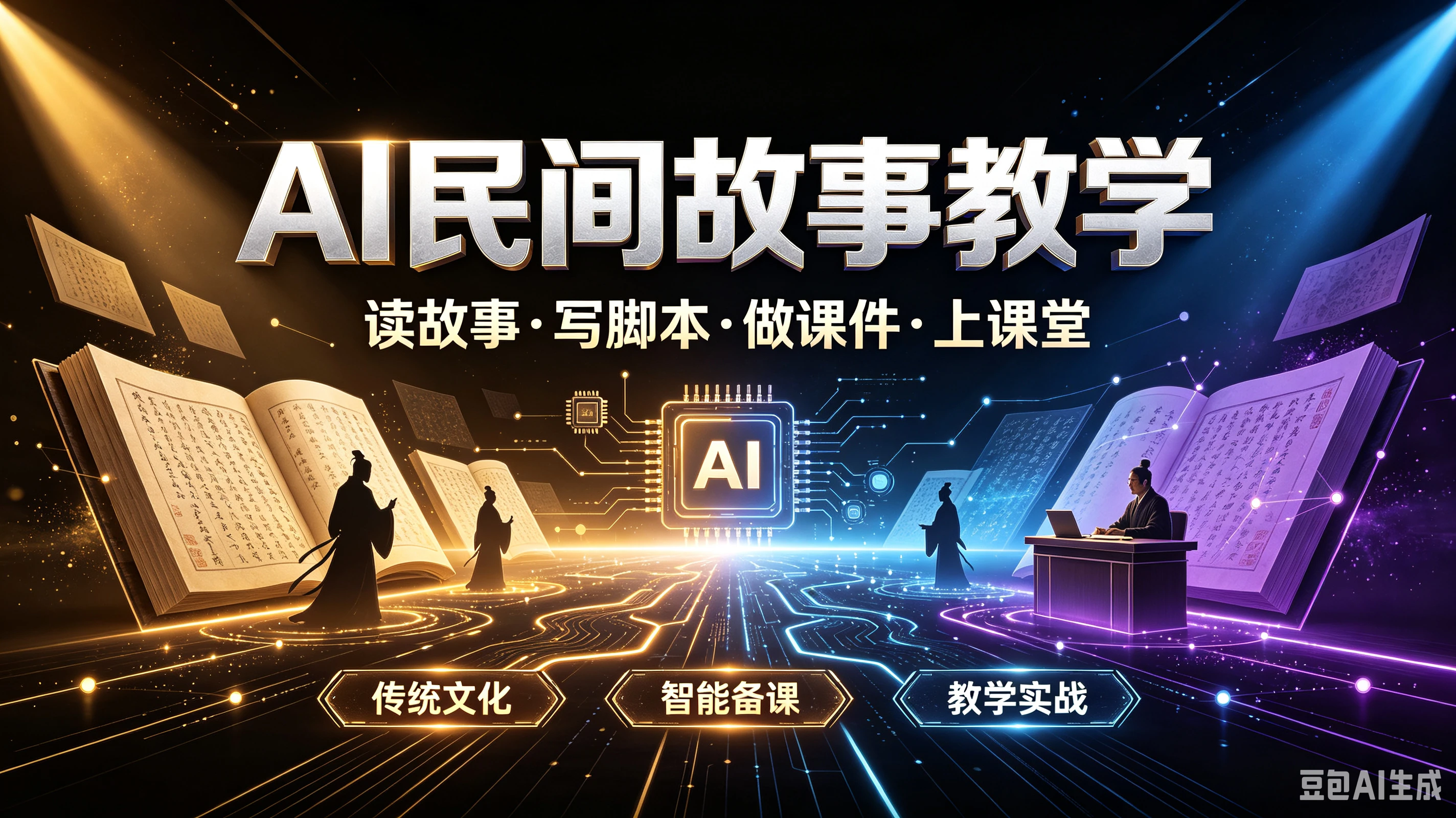 AI民间故事教学读故事·写脚本·做课件·上课堂，传统文化、智能备课、教学实战-归山创客