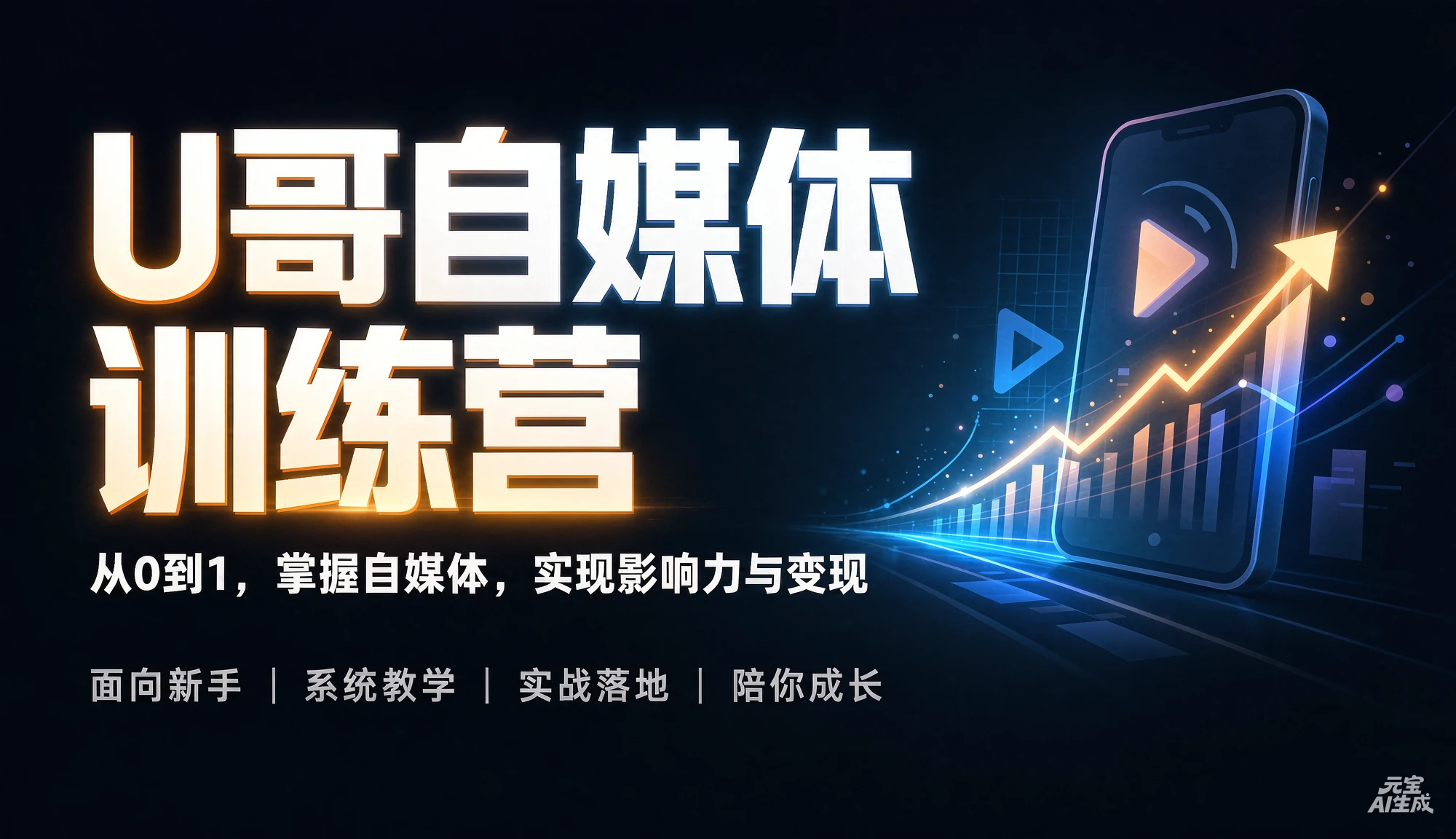 【精】U哥自媒体训练营，从0到1，掌握自媒体，实现影响力与变现-归山创客