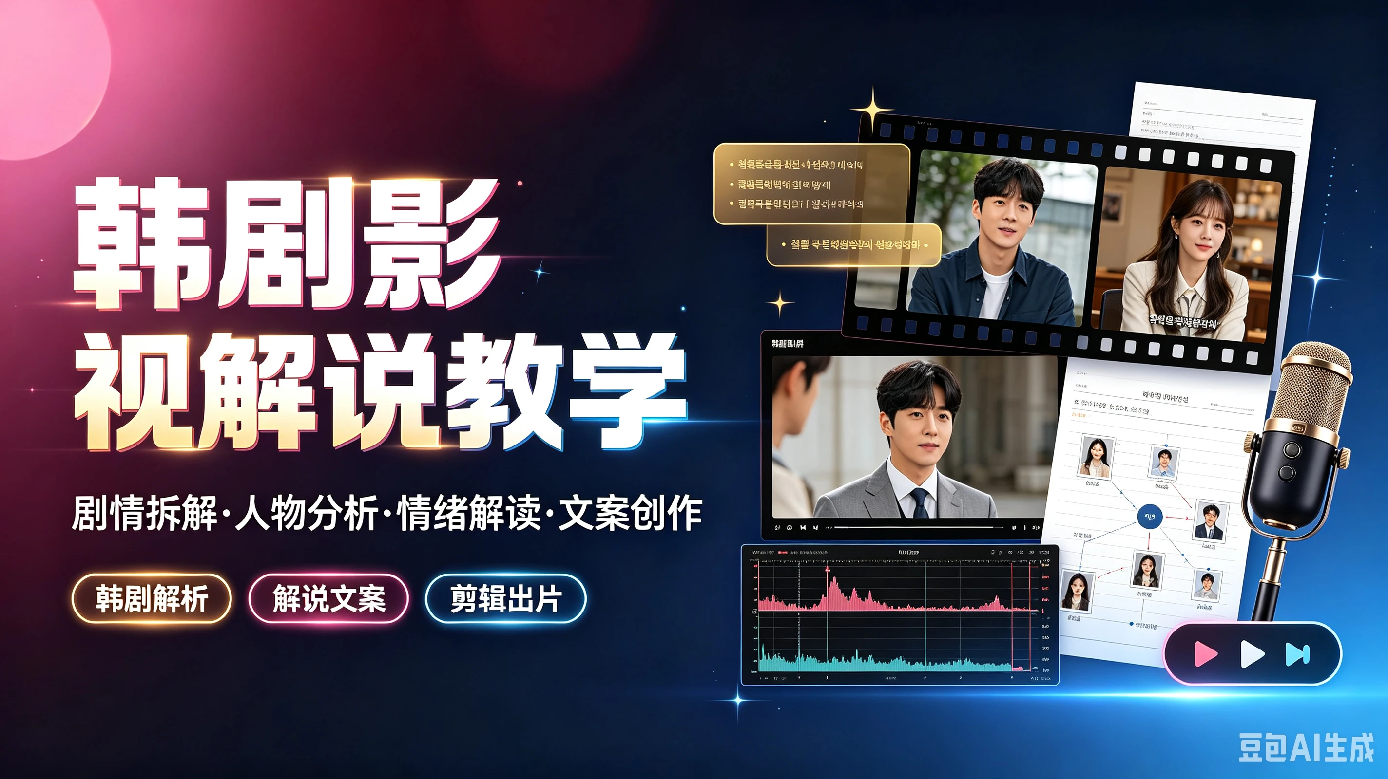 【精】韩剧影视解说教学，剧情拆解·人物分析·情绪解读·文案创作，韩剧解析、解说文案、剪辑出片-归山创客