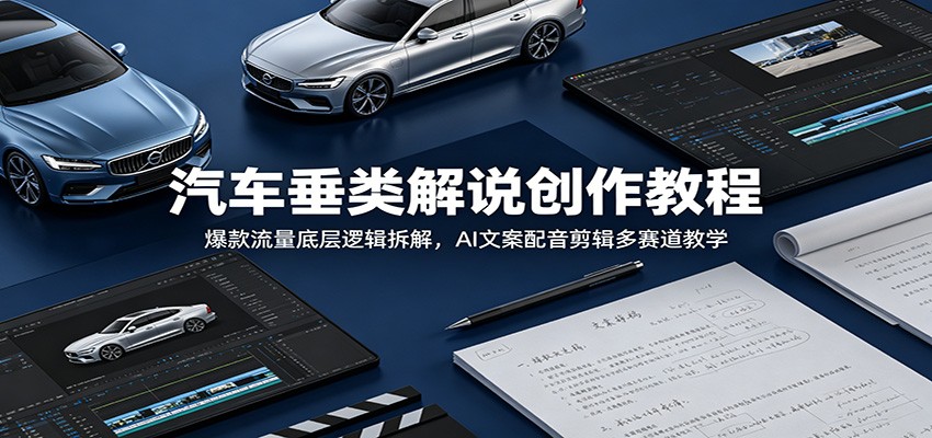 汽车垂类解说创作教程：爆款流量底层逻辑拆解，AI文案配音剪辑多赛道教学-归山创客