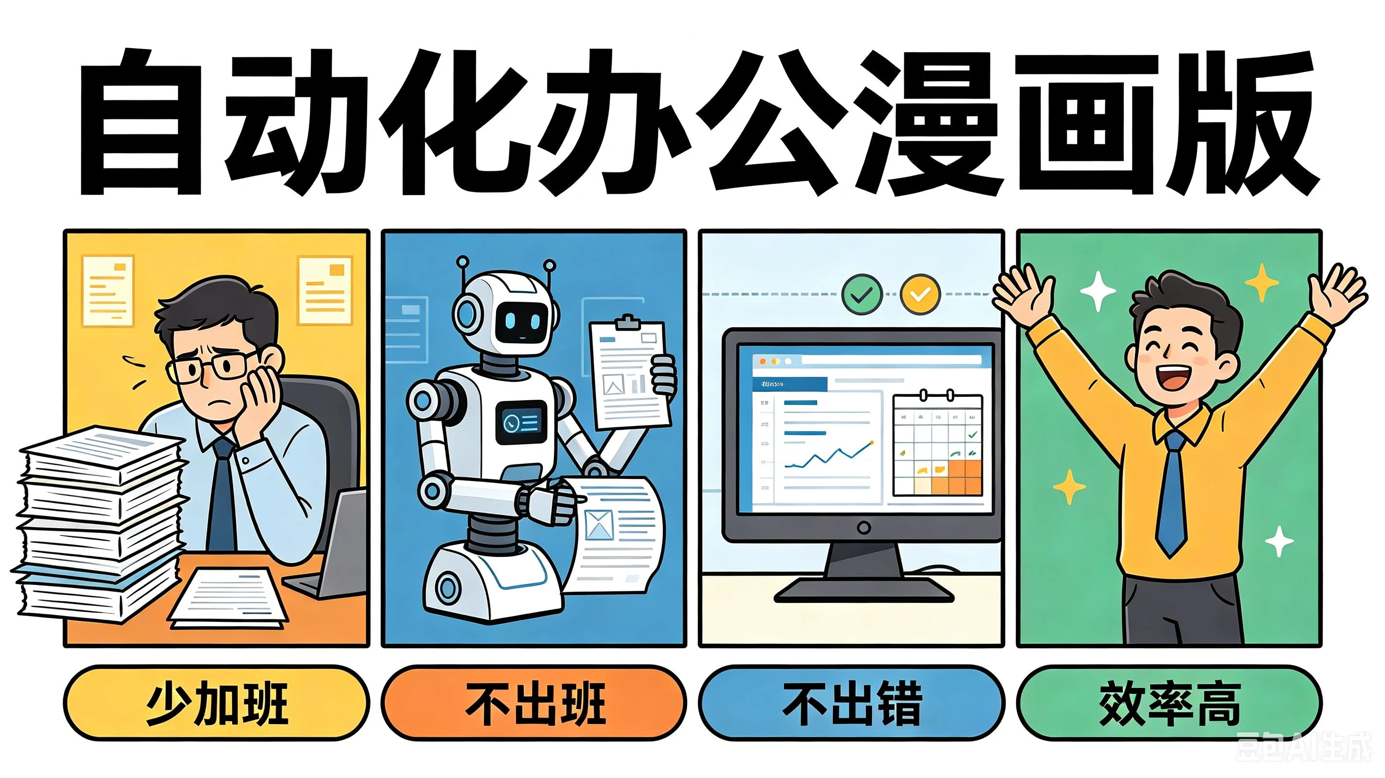 【精】自动化办公漫画版，少加班、不出班、不出错、效率高-归山创客