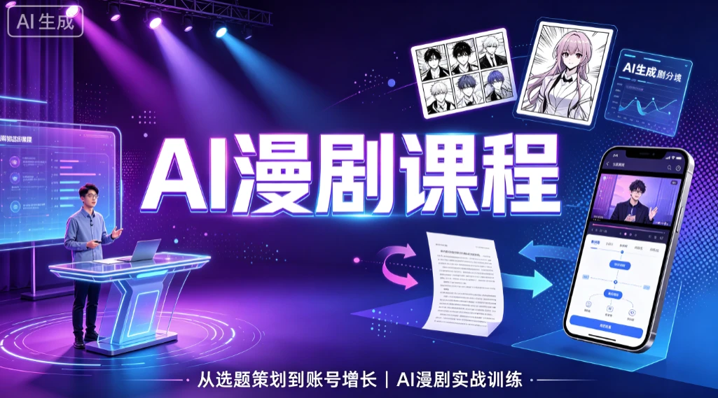 【精】AI漫剧课程，从选题策划到账号增长、AI漫剧实战训练-归山创客