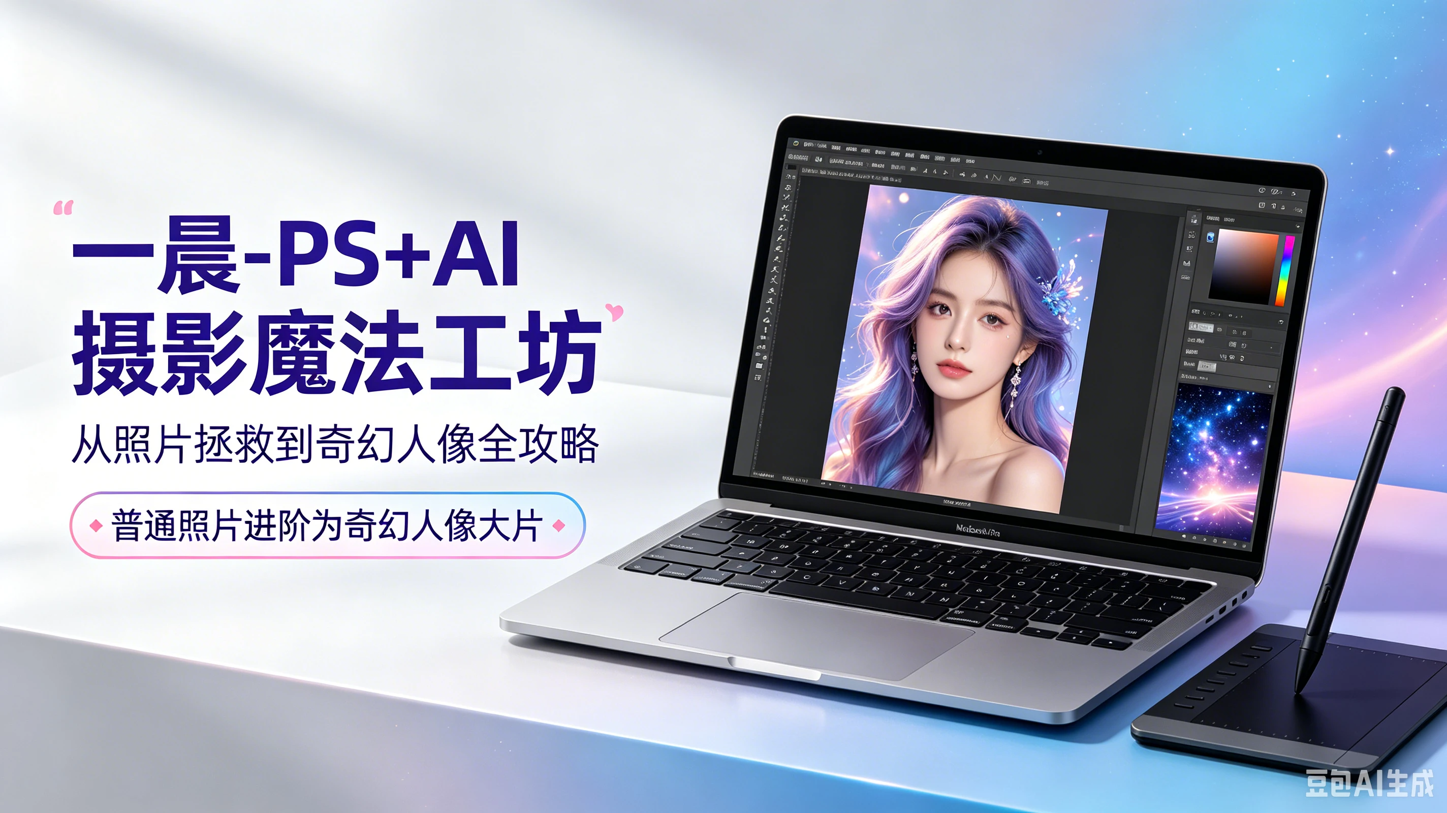【精】一晨-PS+AI 摄影魔法工坊从照片拯救到奇幻人像全攻略-归山创客