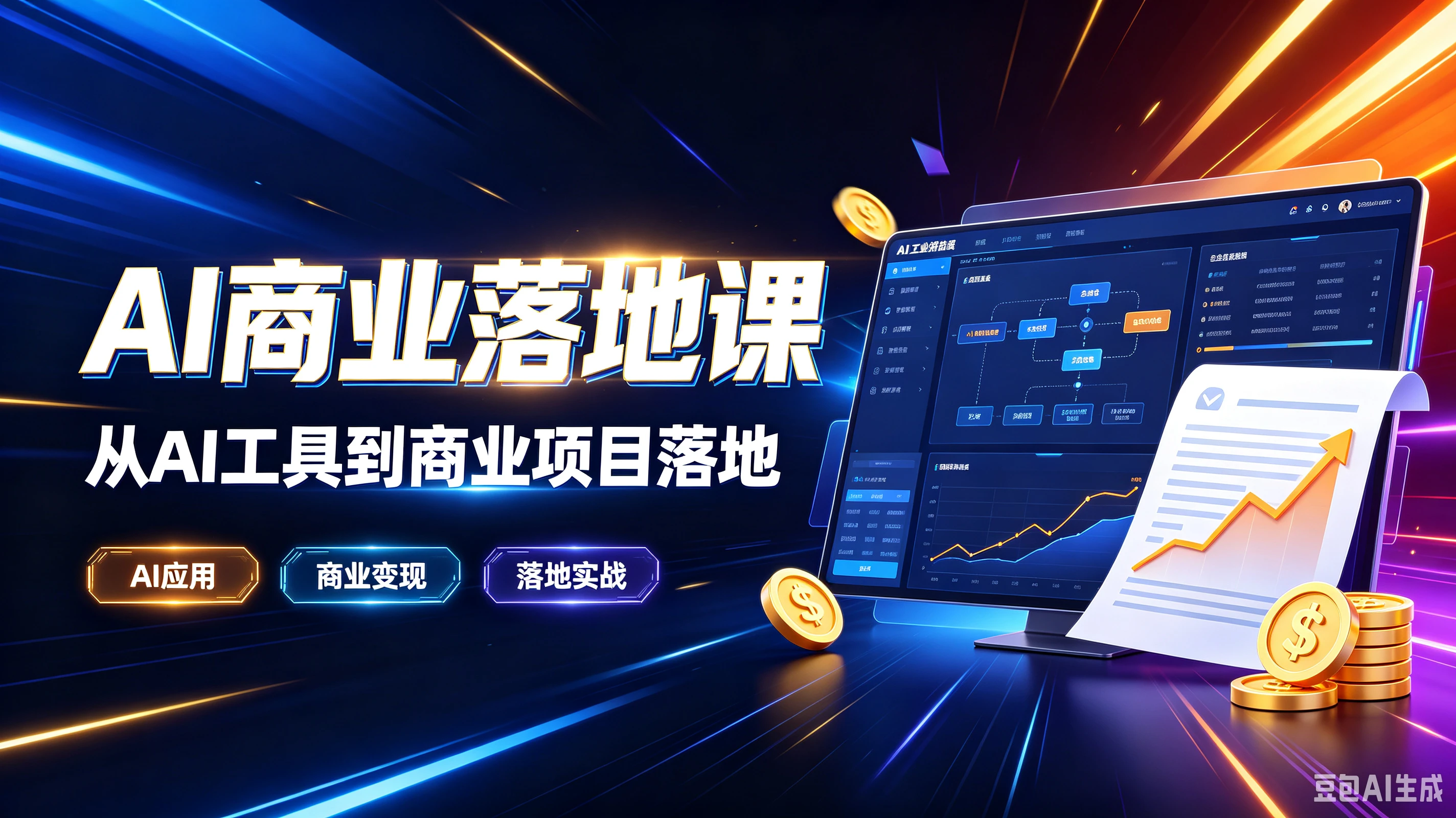 【精】AI商业落地课从AI工具到商业项目落地，AI应用、商业变现、落地实战-归山创客
