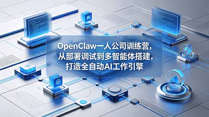 【精】OpenClaw 一人公司训练营，从部署调试到多智能体搭建，打造全自动 AI 工作引擎-归山创客