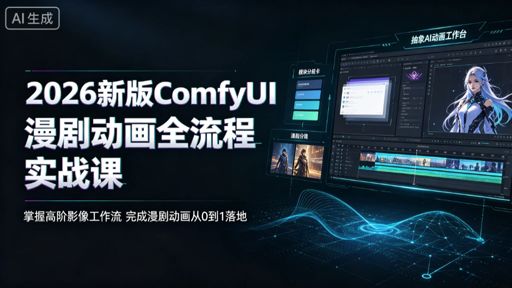 【精】2026新版ComfyUI漫剧动画全流程实战课，掌握高阶影像工作流，完成漫剧动画从0到1落地-归山创客