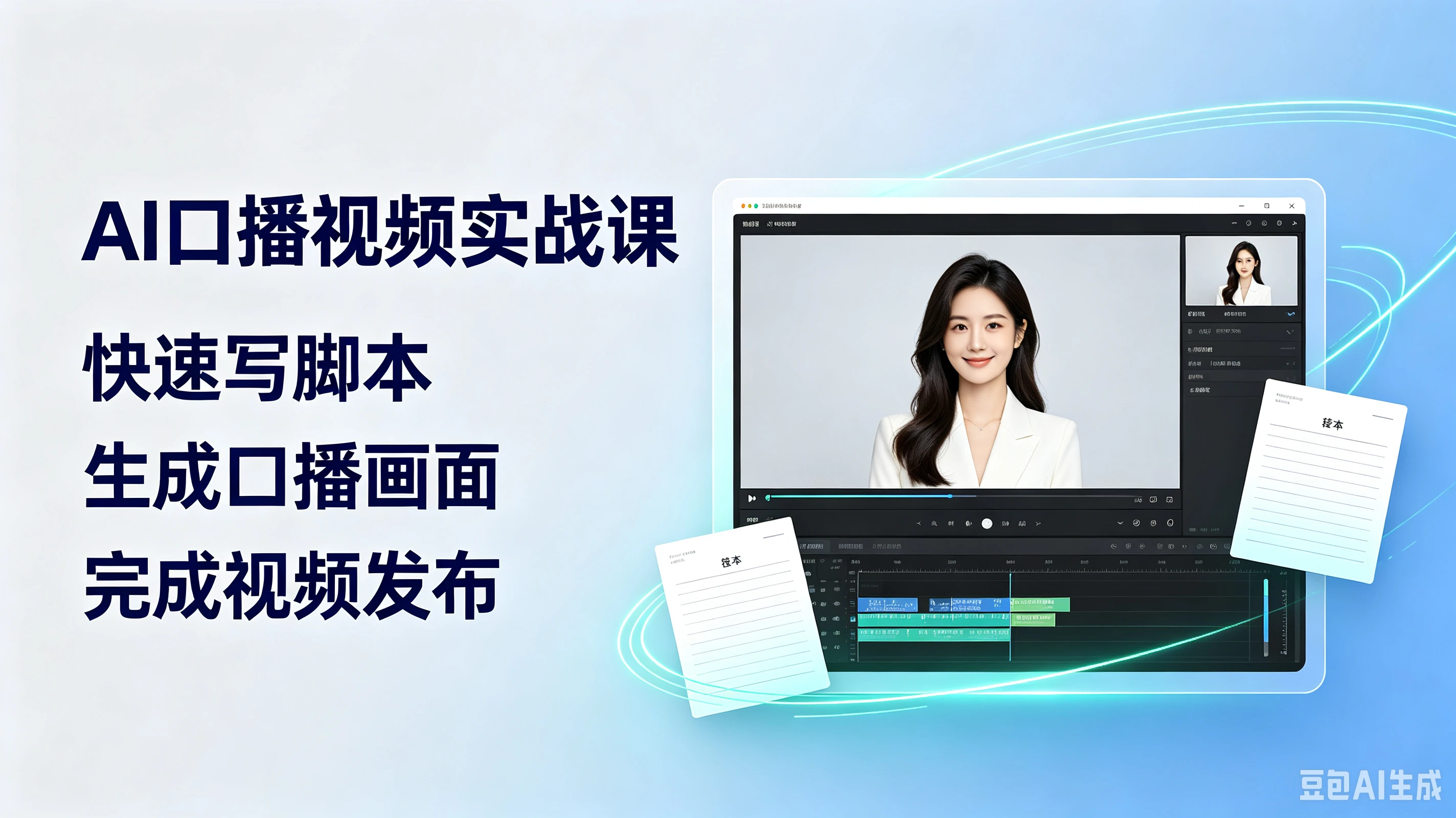 【精】AI口播视频实战课，快速写脚本、生成口播画面、完成视频发布-归山创客