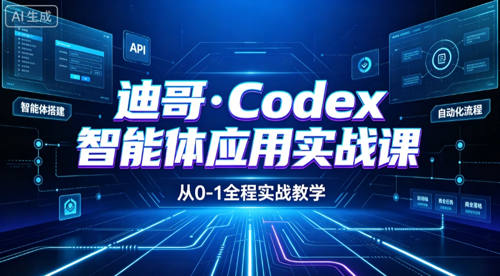【精】迪哥·Codex智能体应用实战课 从安装配置到智能体小镇架构，涵盖视频创作/数字人/办公提效全技能-归山创客