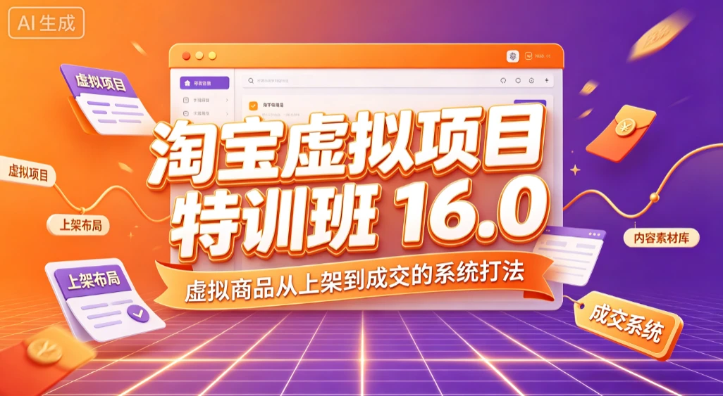 【精】淘宝虚拟项目特训班 16.0，虚拟商品从上架到成交的系统打法-归山创客