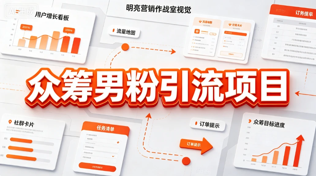 【精】众筹男粉引流项目，精准触达、社群承接、转化变现-归山创客