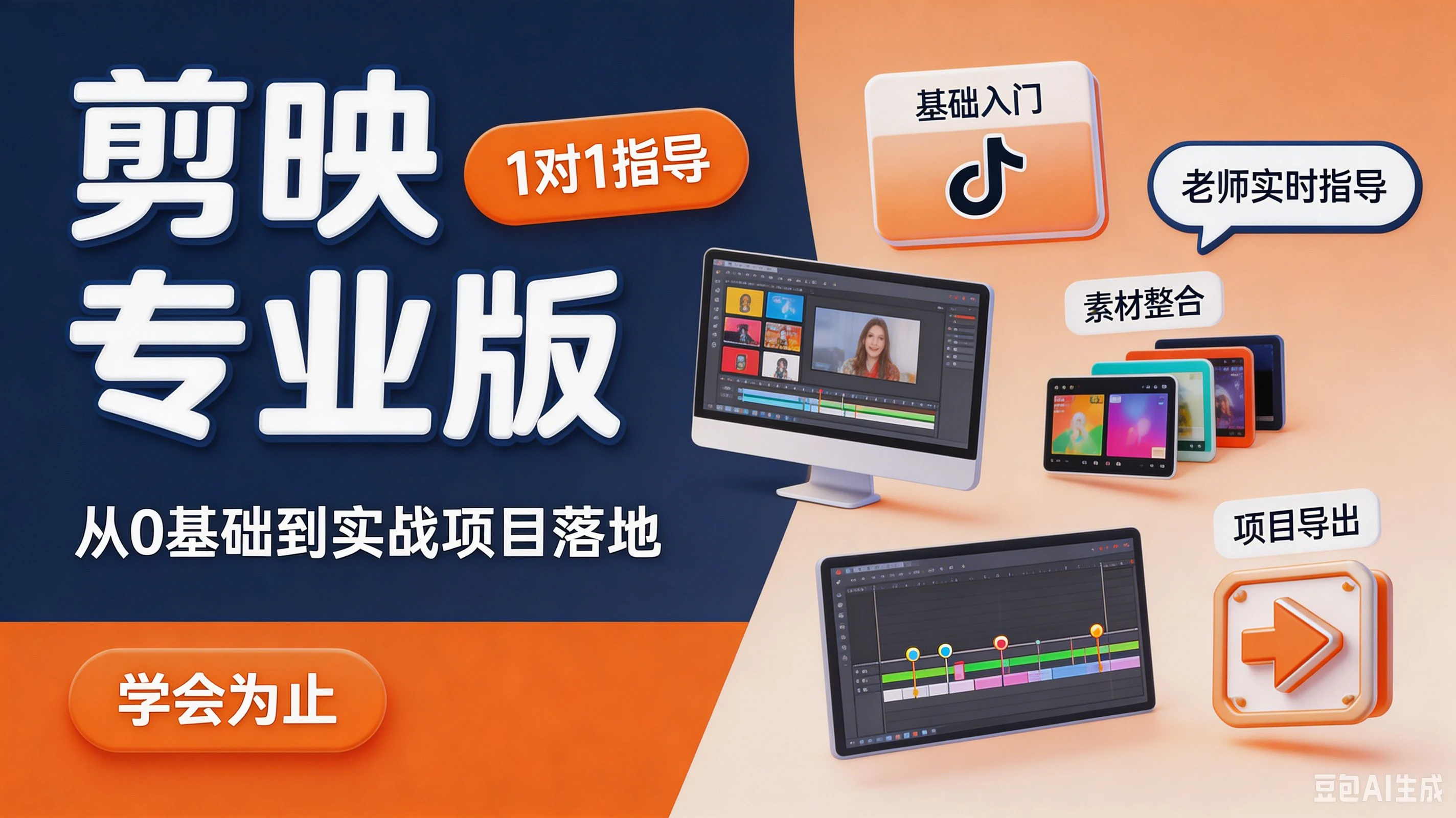 【精】剪映专业版，从0基础到实战项目落地，1对1指导 学会为止-归山创客