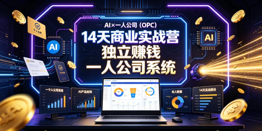 【精】AI×一人公司（OPC）14天商业实战营，用AI帮你搭建一个属于你自己的、能独立賺钱的一人公司系统-归山创客