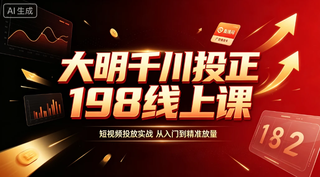 【精】大明千川投正198线上课，短视频投放实战，从入门到精准放量-归山创客