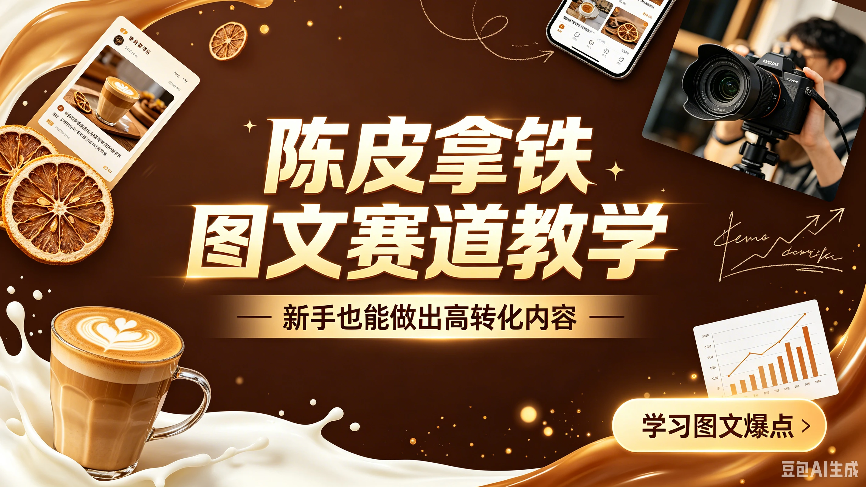 陈皮拿铁图文赛道教学,新手也能做出高转化内容-归山创客