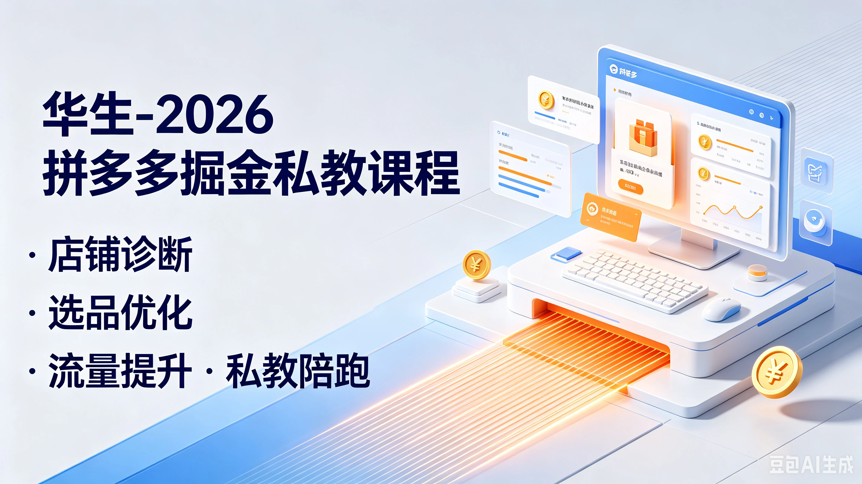 【精】华生-2026拼多多掘金私教课程,店铺诊断、选品优化、流量提升、私教陪跑-归山创客