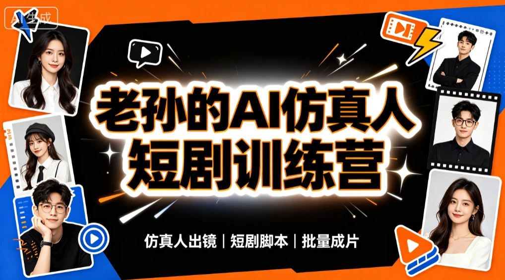 【精】老孙的AI仿真人漫剧短剧训练营，30天实战特训，暴力输出成品，快速掌握全套AI仿真人漫剧创作与变现能力-归山创客