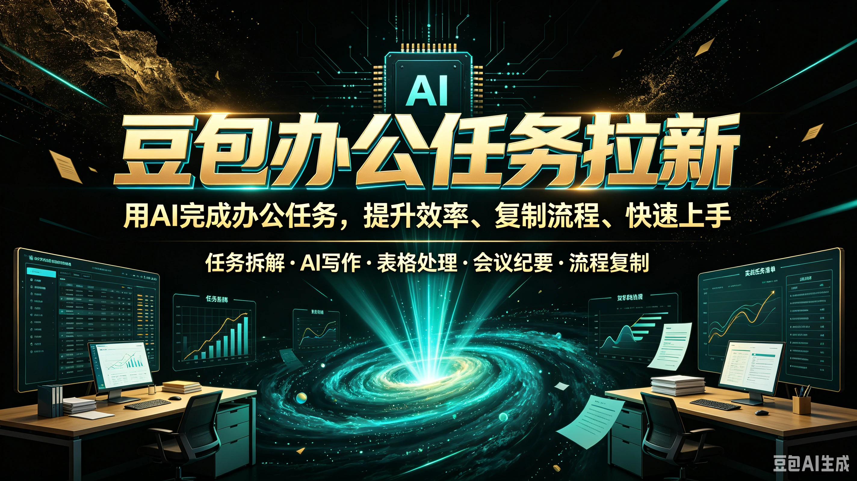 【精】豆包办公任务拉新，用AI完成办公任务，提升效率、复制流程、快速上手，任务拆解、AI写作、表格处理、会议纪要、流程复制-归山创客