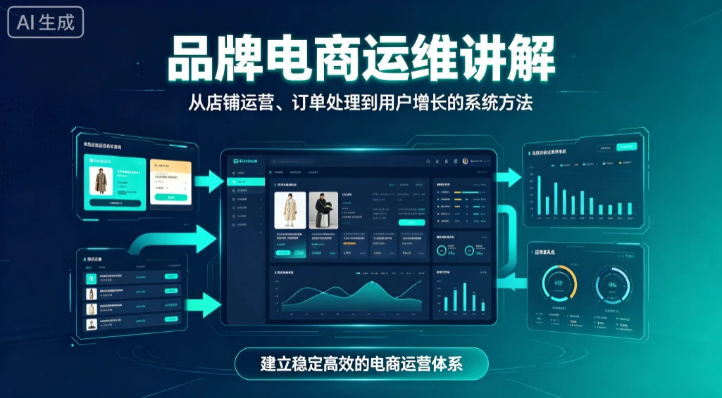 品牌电商运维讲解，从店铺运营、订单处理到用户增长的系统方法-归山创客