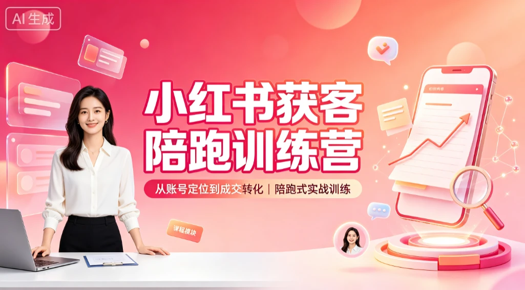 【精】小红书获客陪跑训练营,从账号定位到成交转化,陪跑式实战训练-归山创客