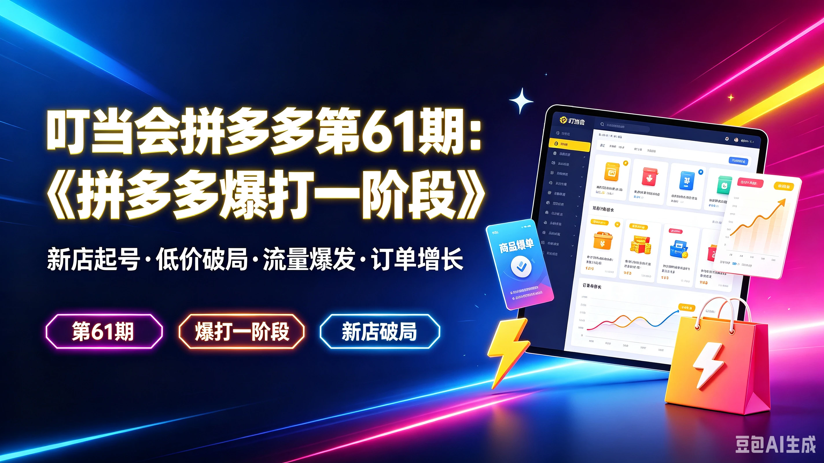【精】叮当会拼多多第61期：《拼多多爆打一阶段》新店起号·低价破局·流量爆发·订单增长，第61期、爆打一阶段、新店破局-归山创客