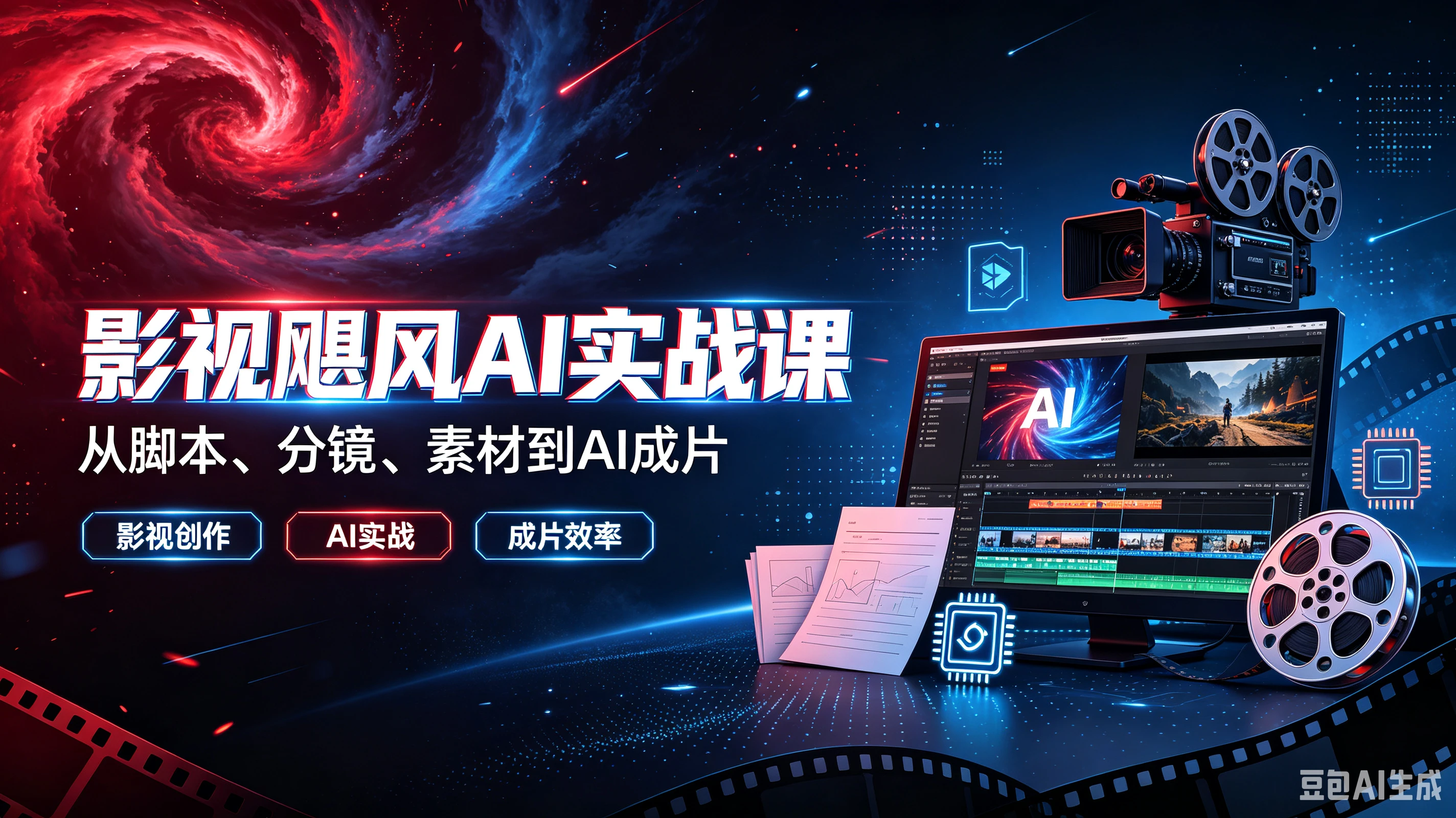 【精】影视飓风AI实战课从脚本、分镜、素材到AI成片，影视创作、AI实战、成片效率-归山创客