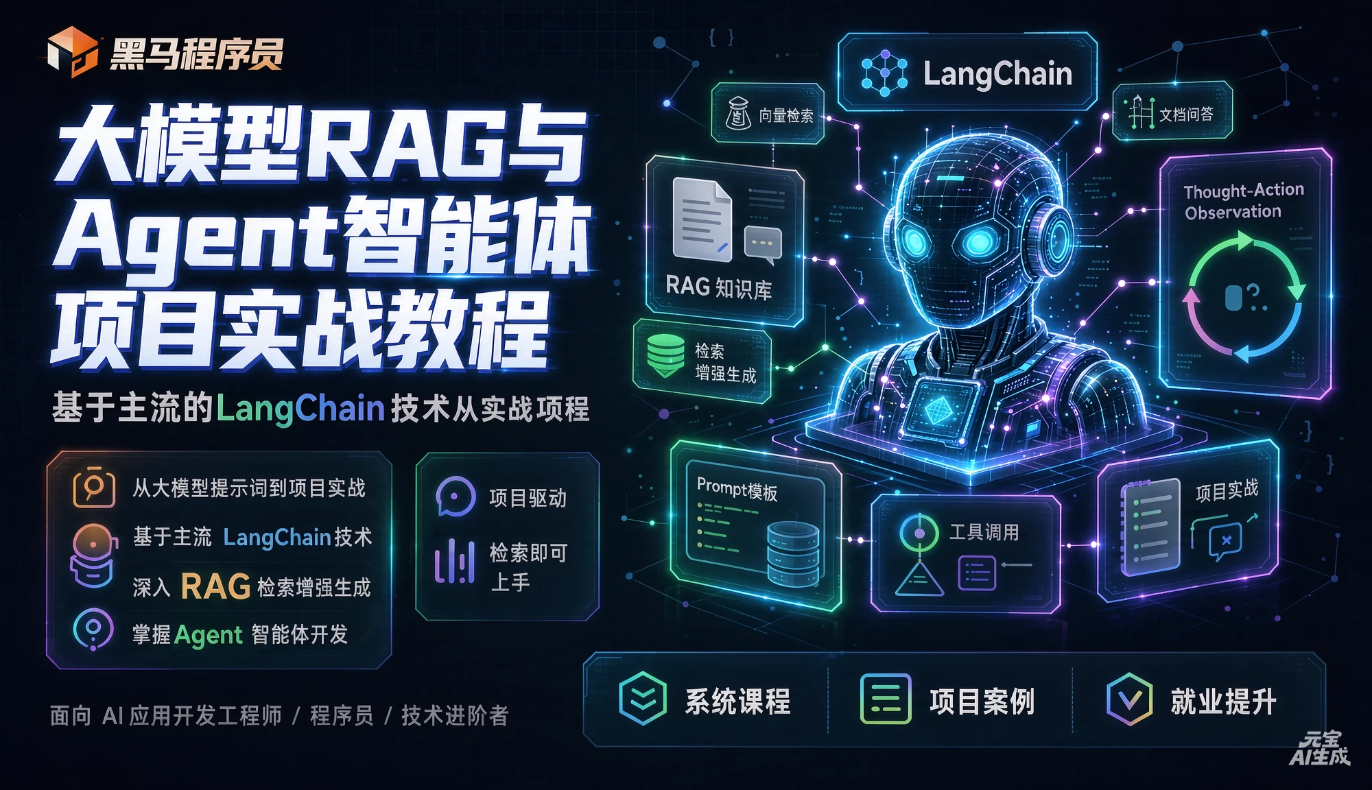 【精】黑马程序员大模型RAG与Agent智能体项目实战教程，基于主流的LangChain技术从大模型提示词到实战项目-归山创客