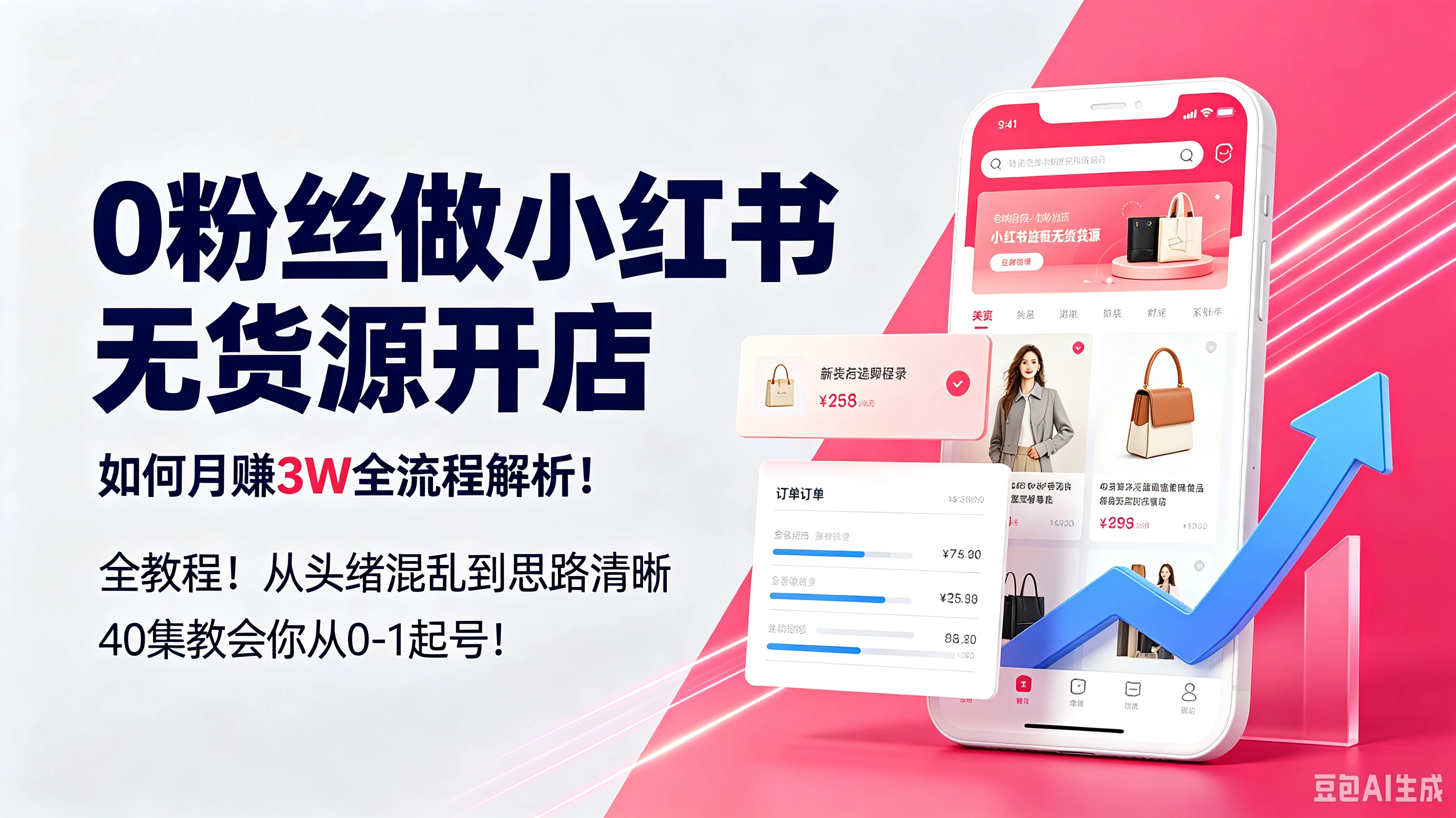 【精】0粉丝做小红书无货源开店，如何月赚3W全流程解析！全教程！从头绪混乱到思路清晰40集教会你从0-1起号！-归山创客