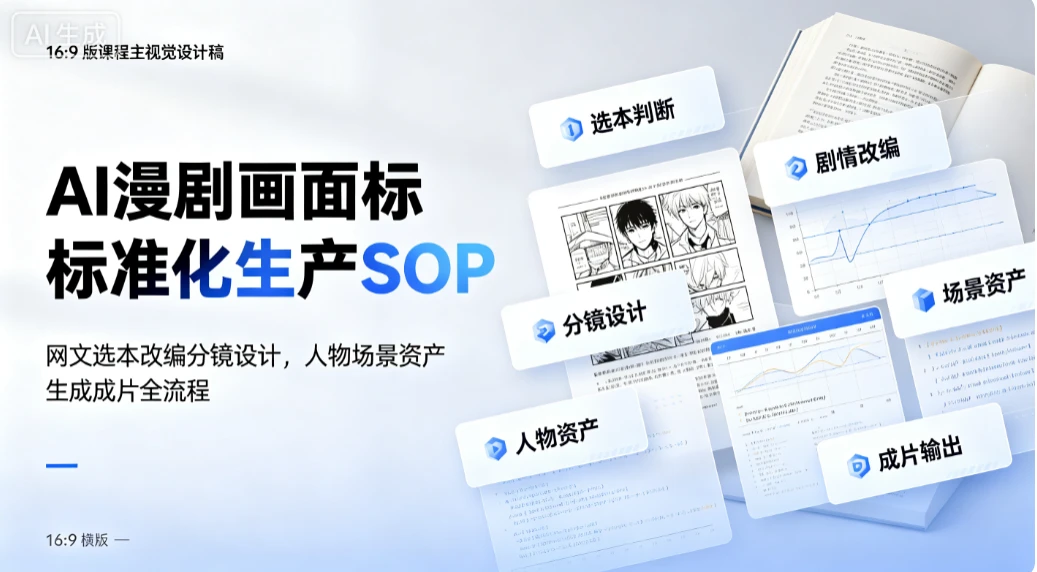 【精】AI漫剧画面标准化生产SOP：网文选本改编分镜设计，人物场景资产生成成片全流程-归山创客