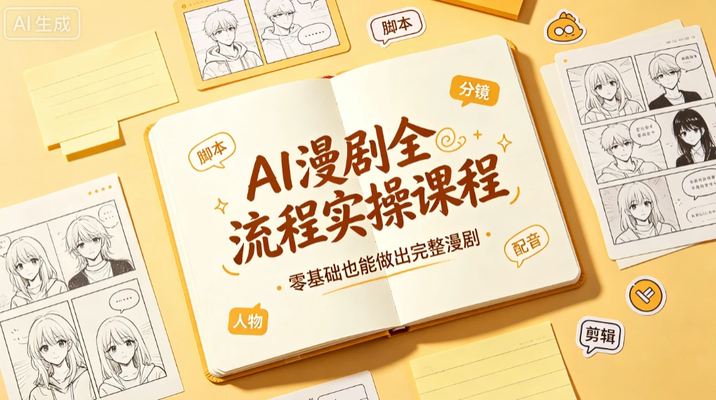 【精】AI漫剧全流程实操课程读书卡，零基础也能做出完整漫剧-归山创客