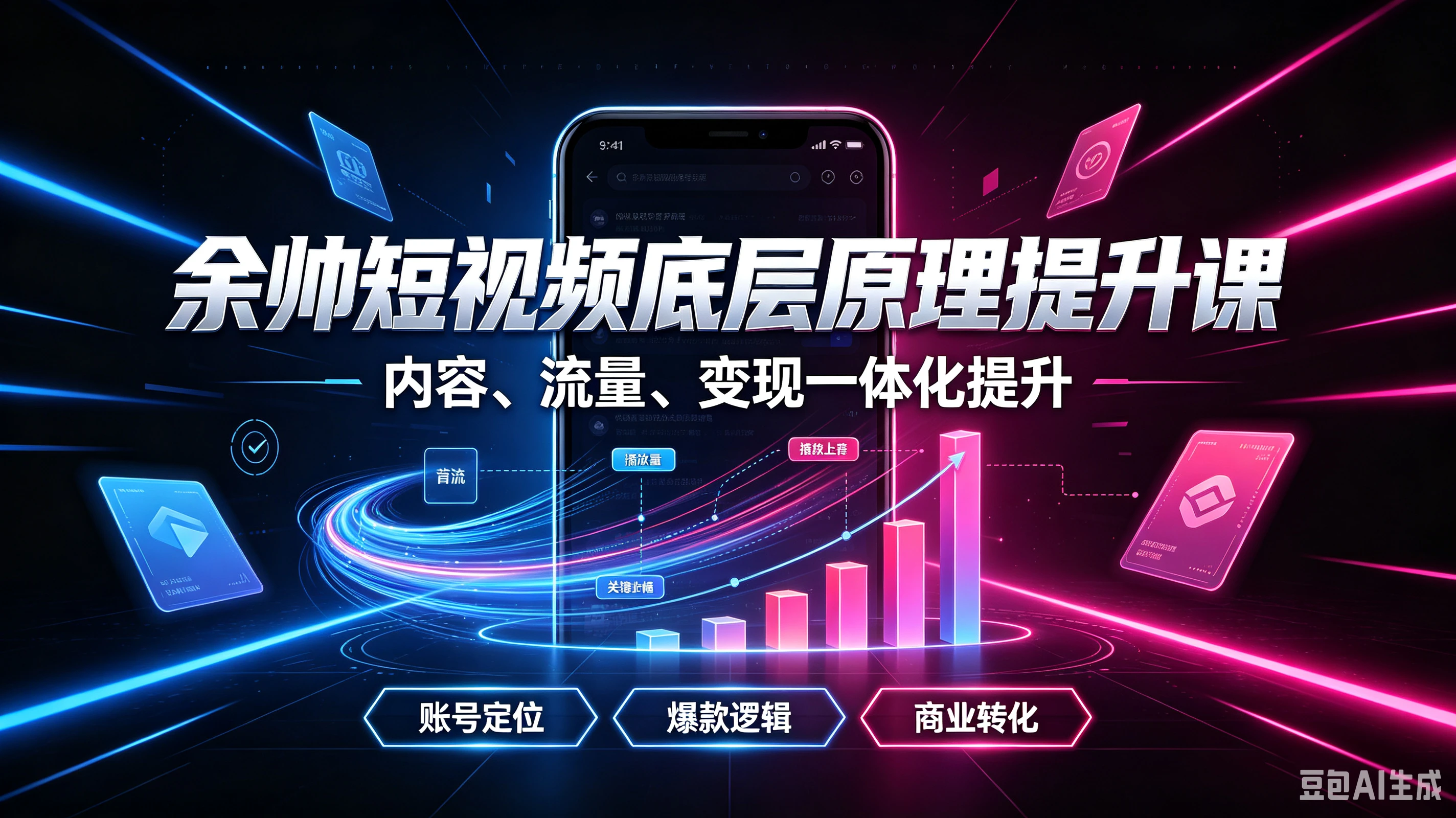 【精】余帅短视频底层原理提升课，内容、流量、变现一体化提升，账号定位、爆款逻辑、商业转化-归山创客