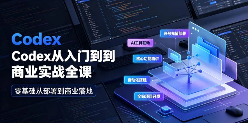 【精】Codex从入门到商业实战全课｜账号充值部署、AI工具联动、核心功能精讲、自动化搭建、全站项目开发零基础教程-归山创客