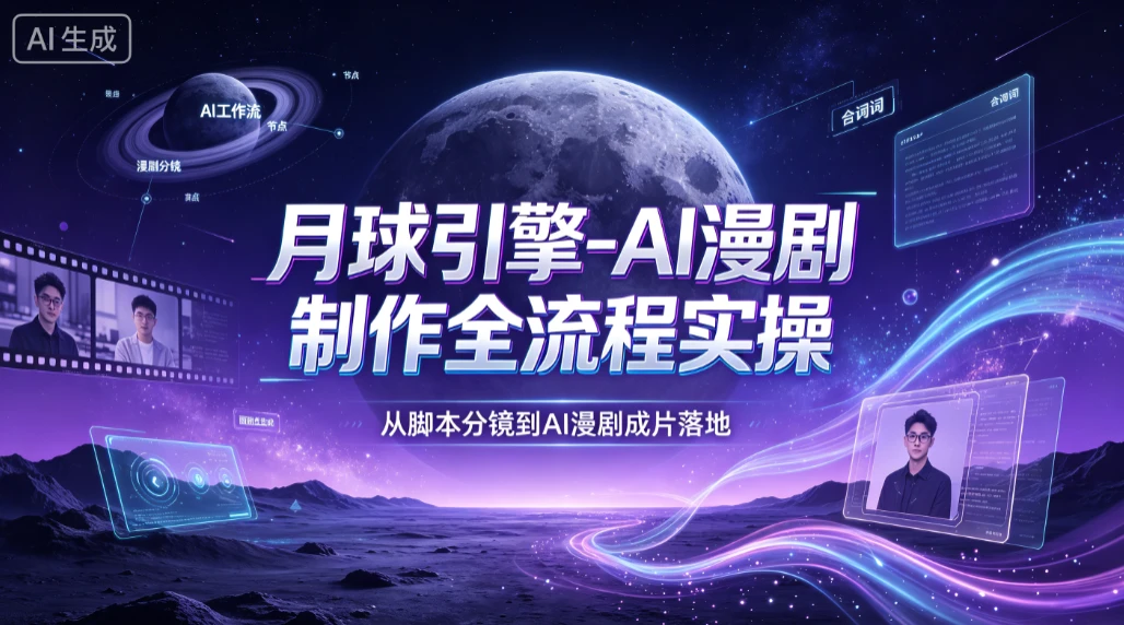 【精】月球引擎-AI漫剧制作全流程实操，从脚本分镜到AI漫剧成片落地-归山创客