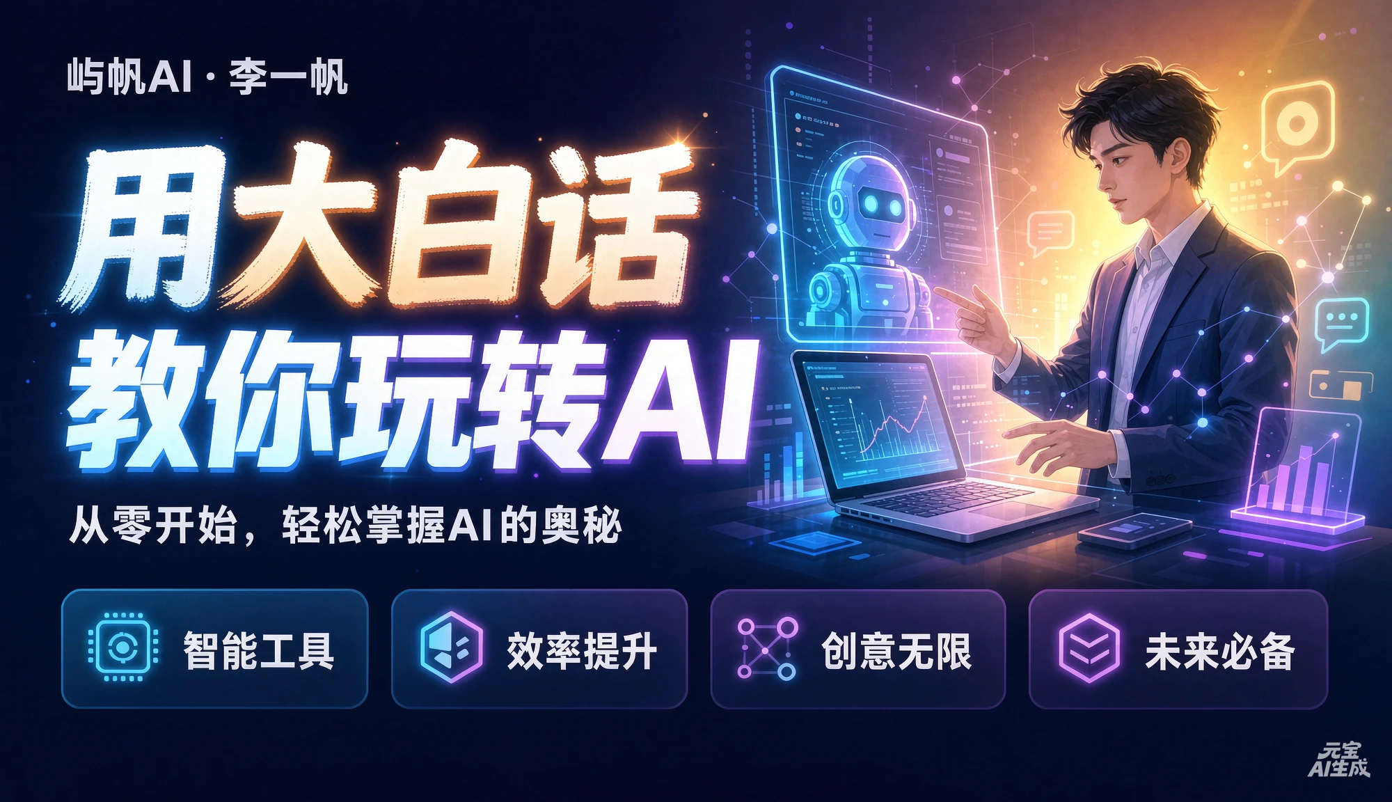 【精】屿帆AI·李一帆-用大白话教你玩转AI，从短剧漫剧到动画制作，零基础也能掌握爆款内容创作与变现全流程-归山创客