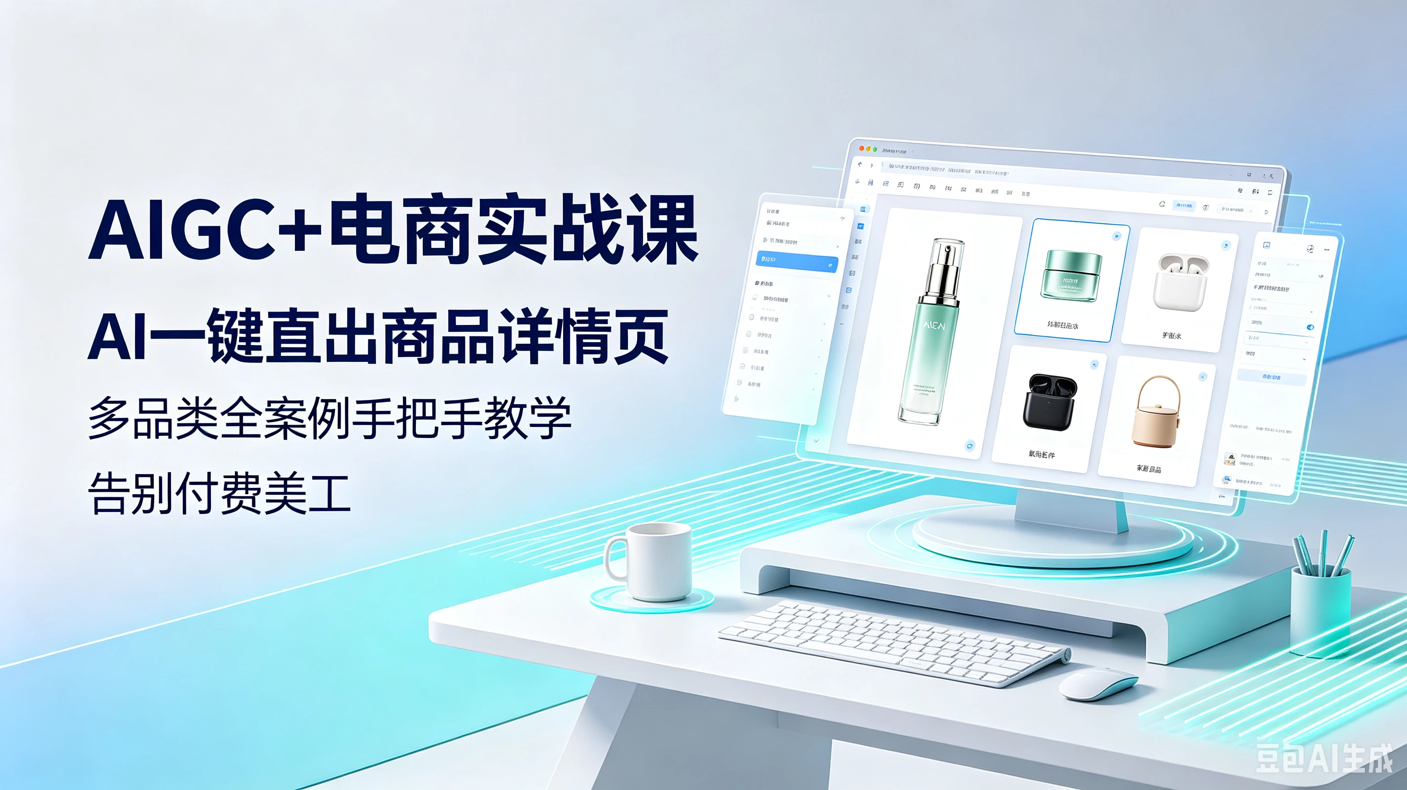 【精】AIGC+电商实战课AI一键直出商品详情页，多品类全案例手把手教学告别付费美工-归山创客