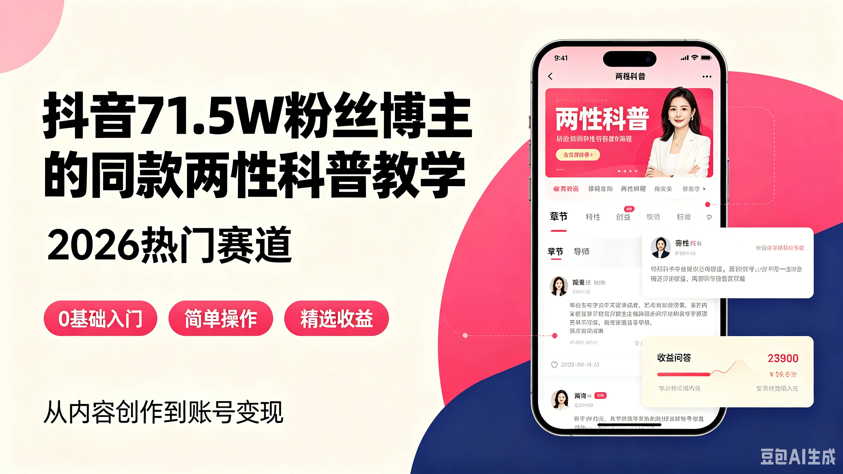 【精】抖音71.5W粉丝博主的同款两性科普教学,2026热门赛道,操作简单,轻松上手,0基础也能做,吃伙伴+精选收益-归山创客