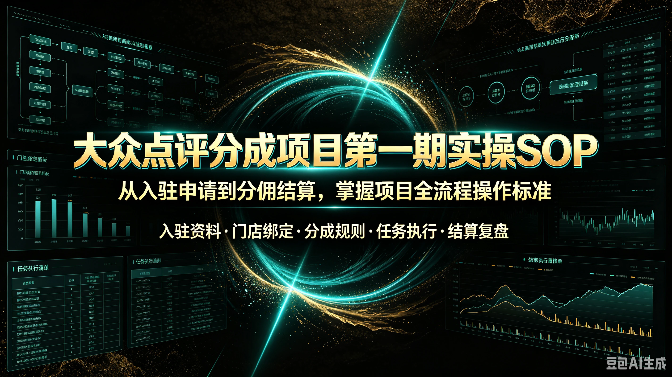 【精】大众点评分成项目第一期实操SOP，从入驻申请到分佣结算，掌握项目全流程操作标准，入驻资料、门店绑定、分成规则、任务执行、结算复盘-归山创客
