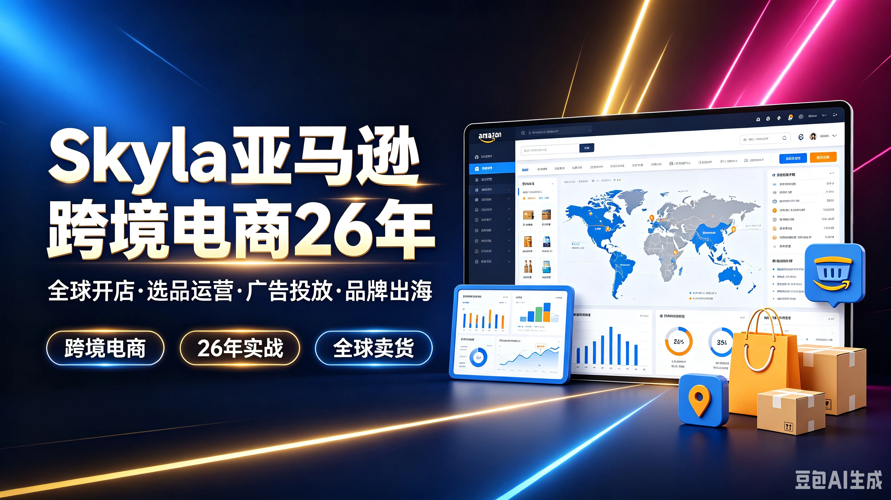 【精】Skyla亚马逊跨境电商26年，全球开店·选品运营·广告投放·品牌出海，跨境电商、26年实战、全球卖货-归山创客