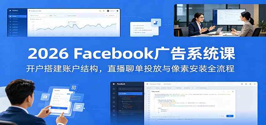 2026 Facebook广告系统课：开户搭建账户结构，直播聊单投放与像素安装全流程-归山创客