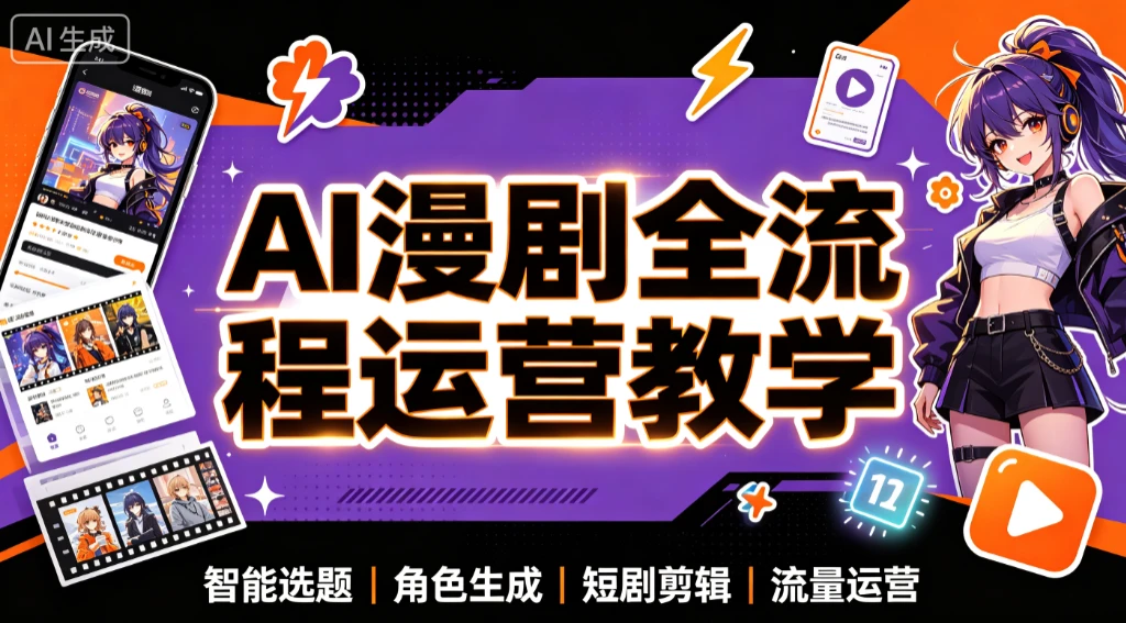 【精】AI漫剧全流程运营教学，从选题策划到账号增长，AI漫剧实战训练-归山创客