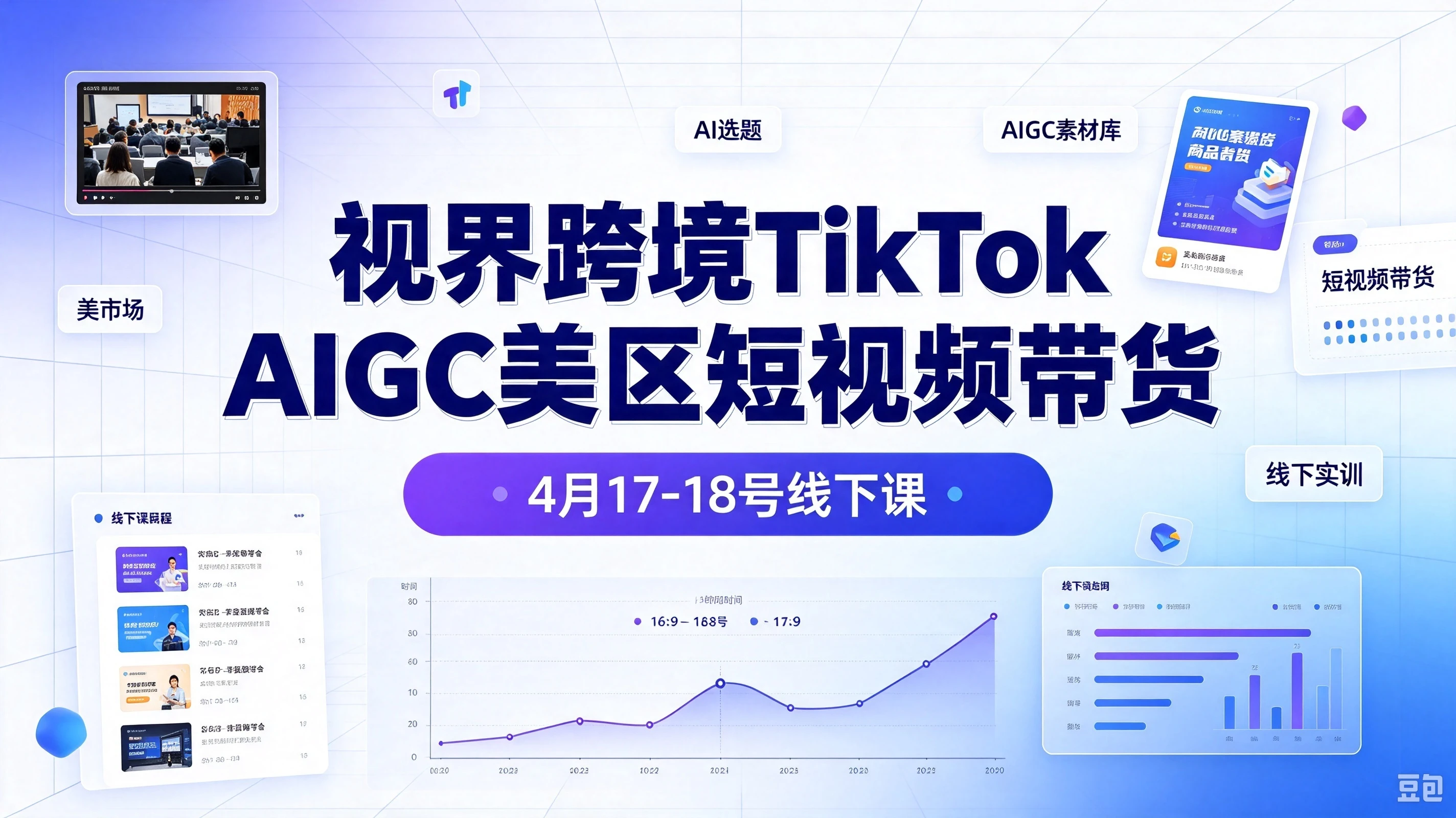 【精】视界跨境TikTok Aigc美区短视频带货4月17-18号线下课-归山创客