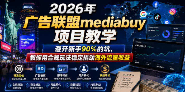 2026年老董賺美刀广告联盟mediabuy项目教学，避开新手90%的坑，教你用合规玩法稳定撬动海外流量收益-归山创客