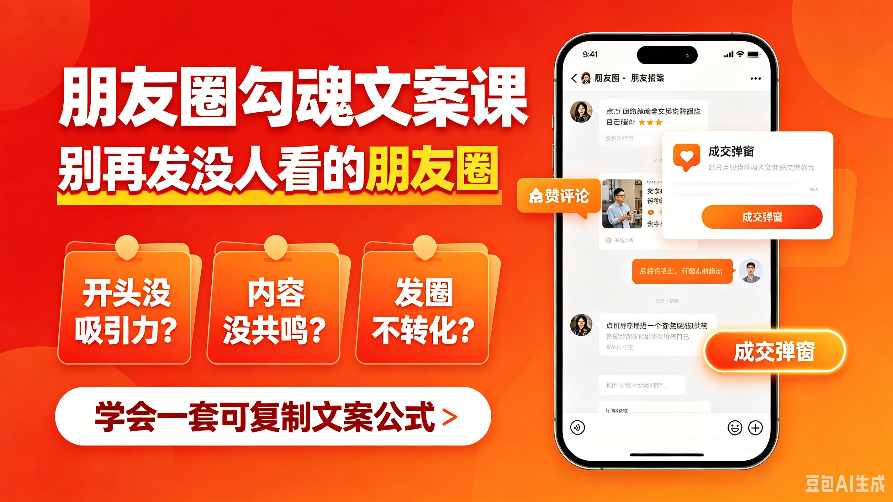 【精】朋友圈勾魂文案课，别再发没人看的朋友圈，学会一套可复制文案公式-归山创客